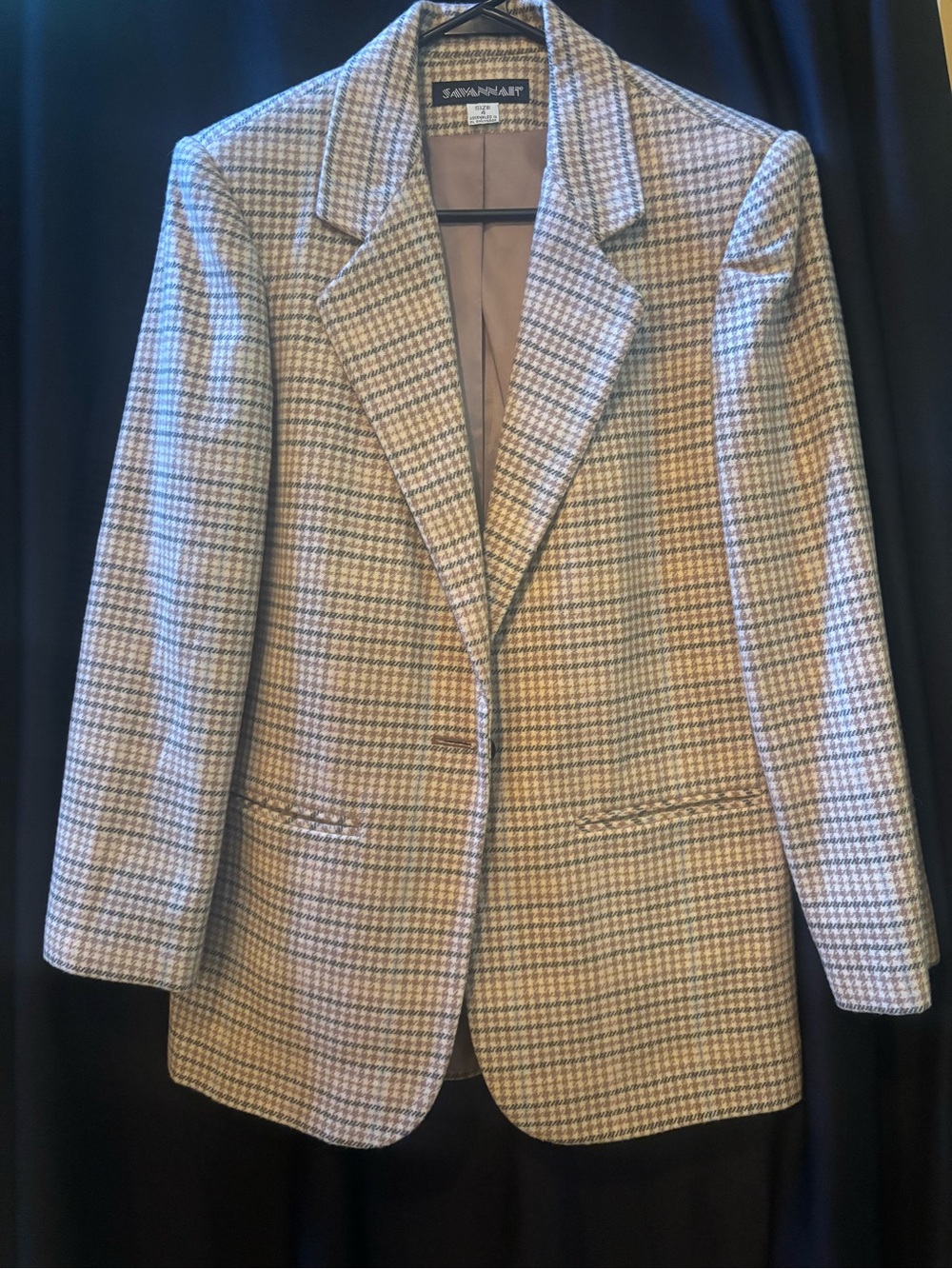 Savannah Plaid Men’s Blazer - Tan & Gray